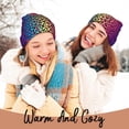 thumbnail image 4 of Yiaed Leopard Neon Rainbow Gradient Print Winter Beanie for Men Women, Fleece Lined Beanie Soft Warm Knit Hat Ski Stocking Cuffed Ca, 4 of 6