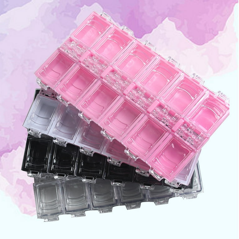 4pcs/pack Nail Art Supply Organizer 12 Compartments Plastic Nail Supplies  Holder(Black, White, Clear and Red)