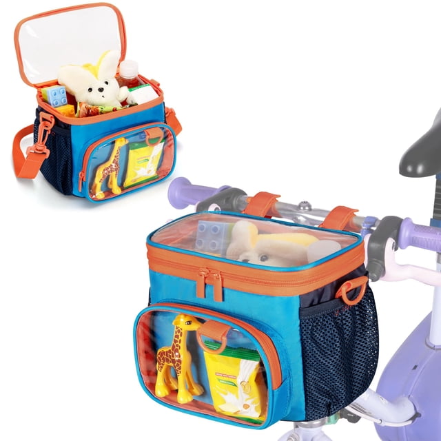 Cesta de bicicleta GRAOSO Kids de nailon, 21 x 11 x 16 cm, color azul