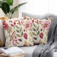 thumbnail image 2 of Watercolor Flowers Outdoor Pillow Covers Pack of 2 Vintage Pink Flowers Leaves Waterproof Throw Pillow Covers Decorative Cushion Cases for Patio Garden Tent Balcony Couch 26x26 inch, 2 of 8