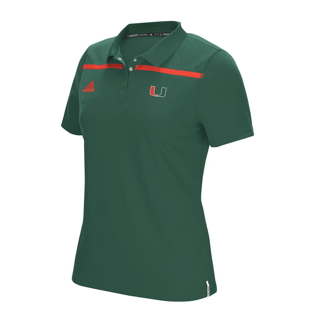 Miami Hurricanes NCAA Adidas Women Green Sideline Performance Climacool Primary Logo Shirt by Adidas