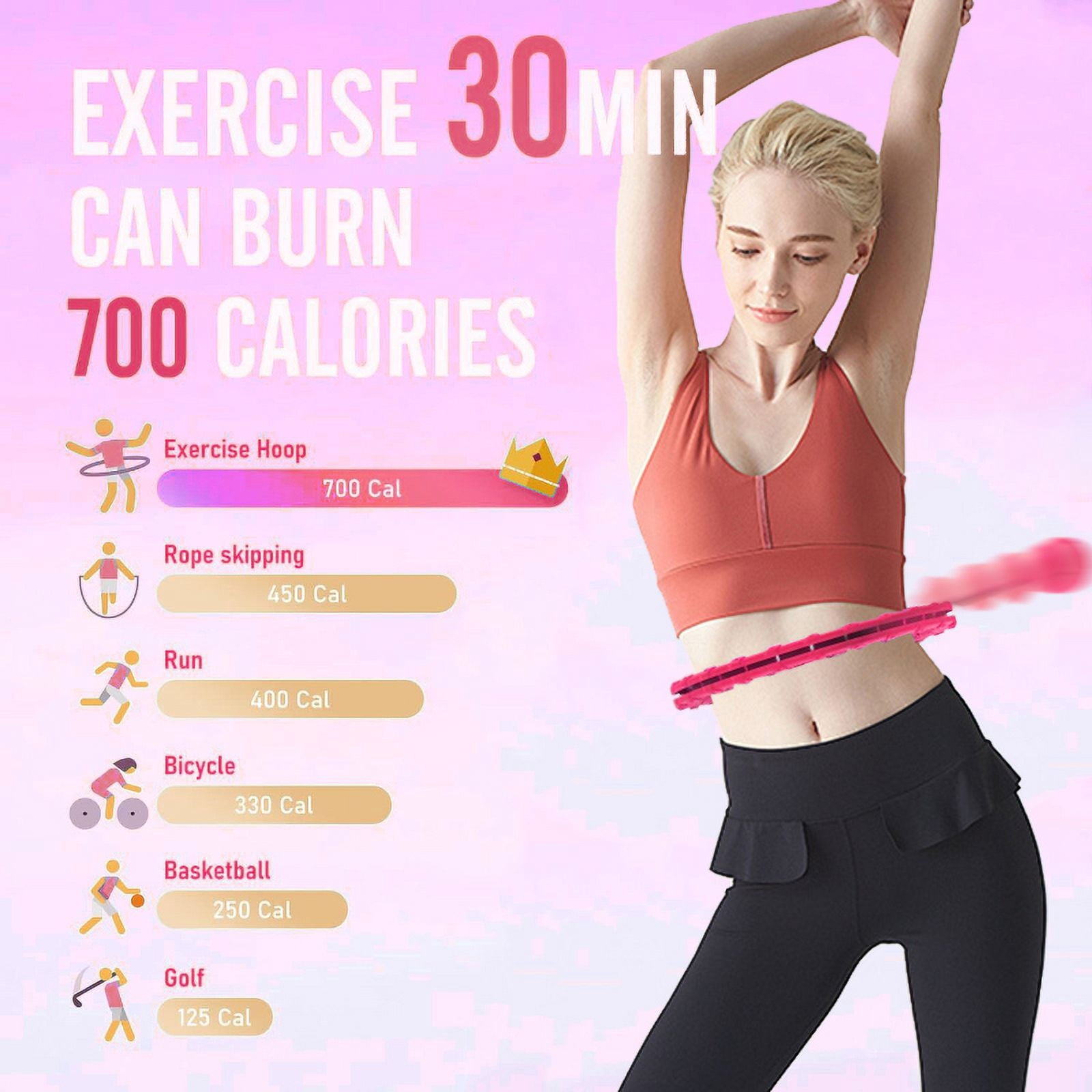 Arsvita Quiet Weighted Hula Hoops Detachable Hoops, Smart Noiseless Infinity Hula for Women, 2 in 1 Waist and Abdominal Workout Equipment at Home, 46 inch 24 Knots
