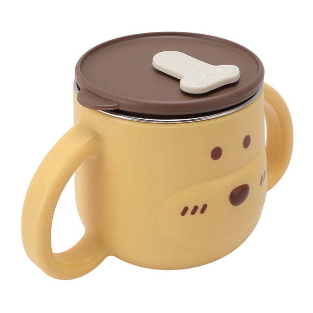 Taza aislante de acero para nios Pequeños con pajita, Diseño de Dibujos Animados, Evita Derrames, Taza de Leche ideal para Niños, Capacidad de 2500000000