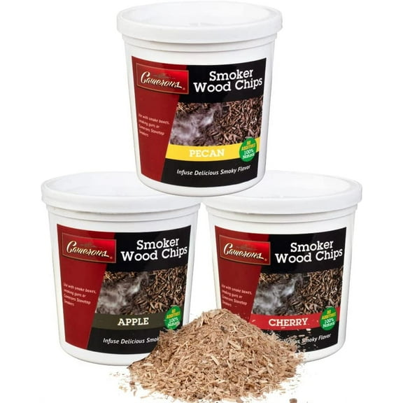 Wood Smoking Chips - Pecan, Apple, and Cherry Wood Chips for Smokers - Set of 3 Resealable Pints (0.473176 L)