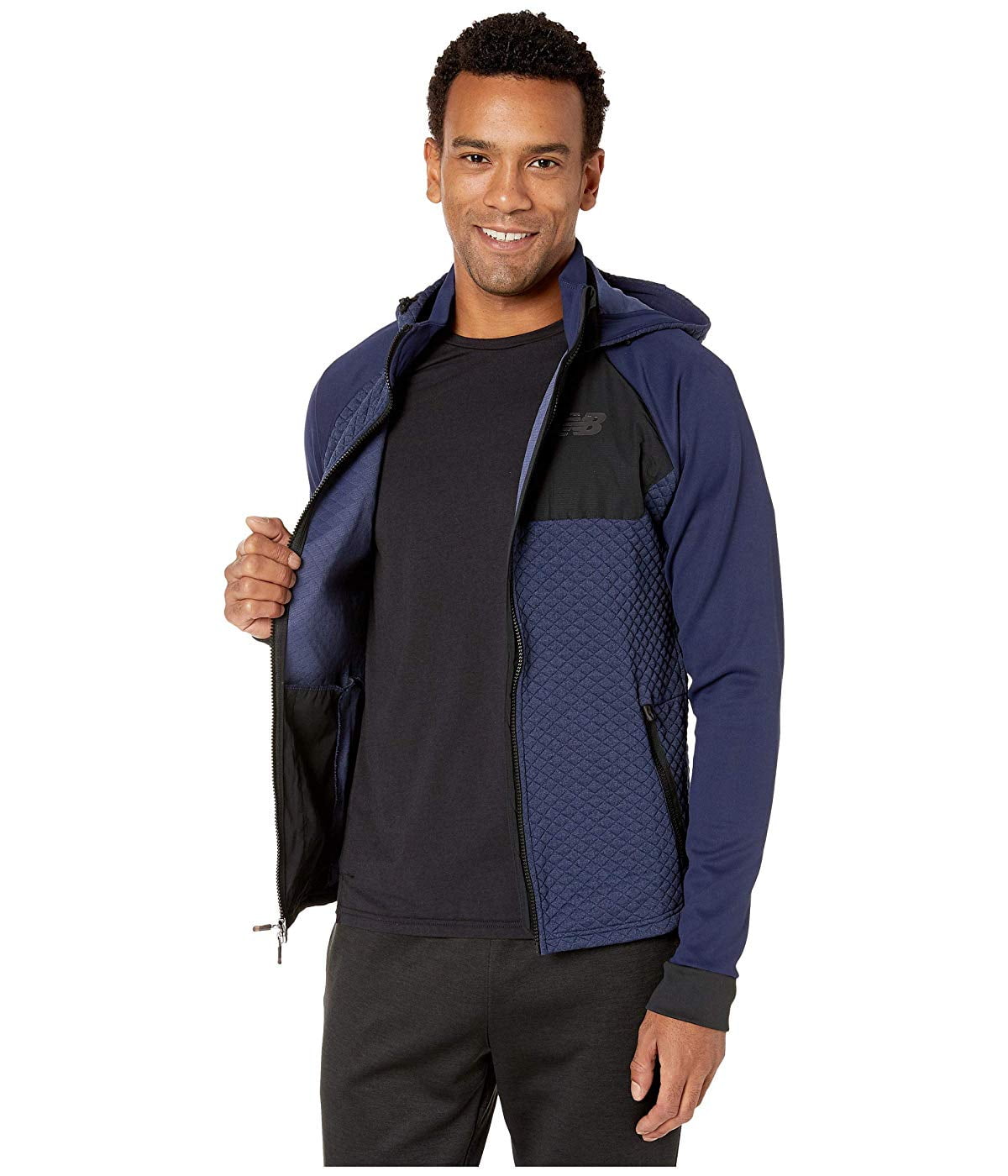 New Balance Men s NB Heat Loft Full Zip Hooded Jacket Black