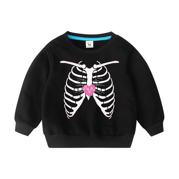 Odeerbi Toddler Boys Girls Halloween Crewneck Sweatshirts Fall Winter Cotton Pullover Sweatshirt 2-10 Years Halloween Printed Long Sleeve Sweatshirt Top Toddler Clothes Black