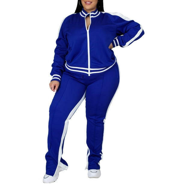 Grianlook Plus Size 2 Piece Tracksuit Set For Women Long Sleeve
