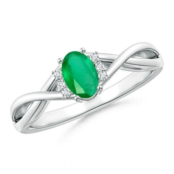 Oval Shape Green Emerald CZ Diamond Cocktail Band Ring Women 925 Sterling Silver May Birthstone Valentine Day Birthday Gift Gemstone Jewelry