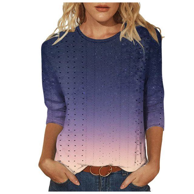 TSADFHJI Tuniques pour Femmes Grande Taille Hauts pour Femmes Chemises Mi-Longues Manches Trois Quarts Chemises Graphiques T-Shirts T-Shirts Décontractés Hauts Tunique à Col Rond