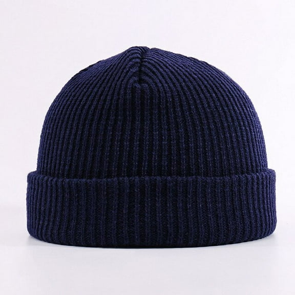 CoCopeaunts Womens and Mens Winter Knitted Beanie Hat Warmer Retro Brimless Baggy Melon Cap Black Cuff Docker Beanies Hats Hip Hop Style