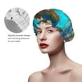 thumbnail image 2 of KLL Underwater Fish Turtle Pattern Shower Cap & Bath Cap for Women,Reversible Oversized Waterproof Shower Caps for all Hair Lengths,Elastic Reusable Bathing Hair Cap, 2 of 6