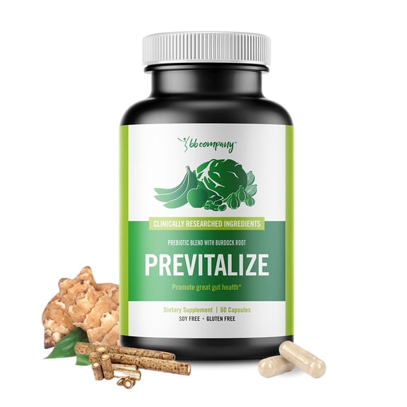 BB Company Previtalize, Prebiotic for Digestive Gut Health, Compliment to Provitalize, 60 Ct
