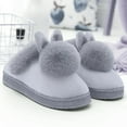 thumbnail image 2 of Willtoo Slippers for Women Indoor Fluffy Bunny Ear Slippers Cute Faux Fur Ball Indoor Bedroom Shoes Winter Slip on Fuzzy Slippers Home Lightweight And Non-Slip Flat Shoes Gray, 2 of 4