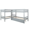thumbnail image 4 of L-Shaped Twin Bunk Bed with Drawers Wood L-Shaped Corner Bunk Bed Frame with Drawers for 4 Bunk Bed, 4 of 7