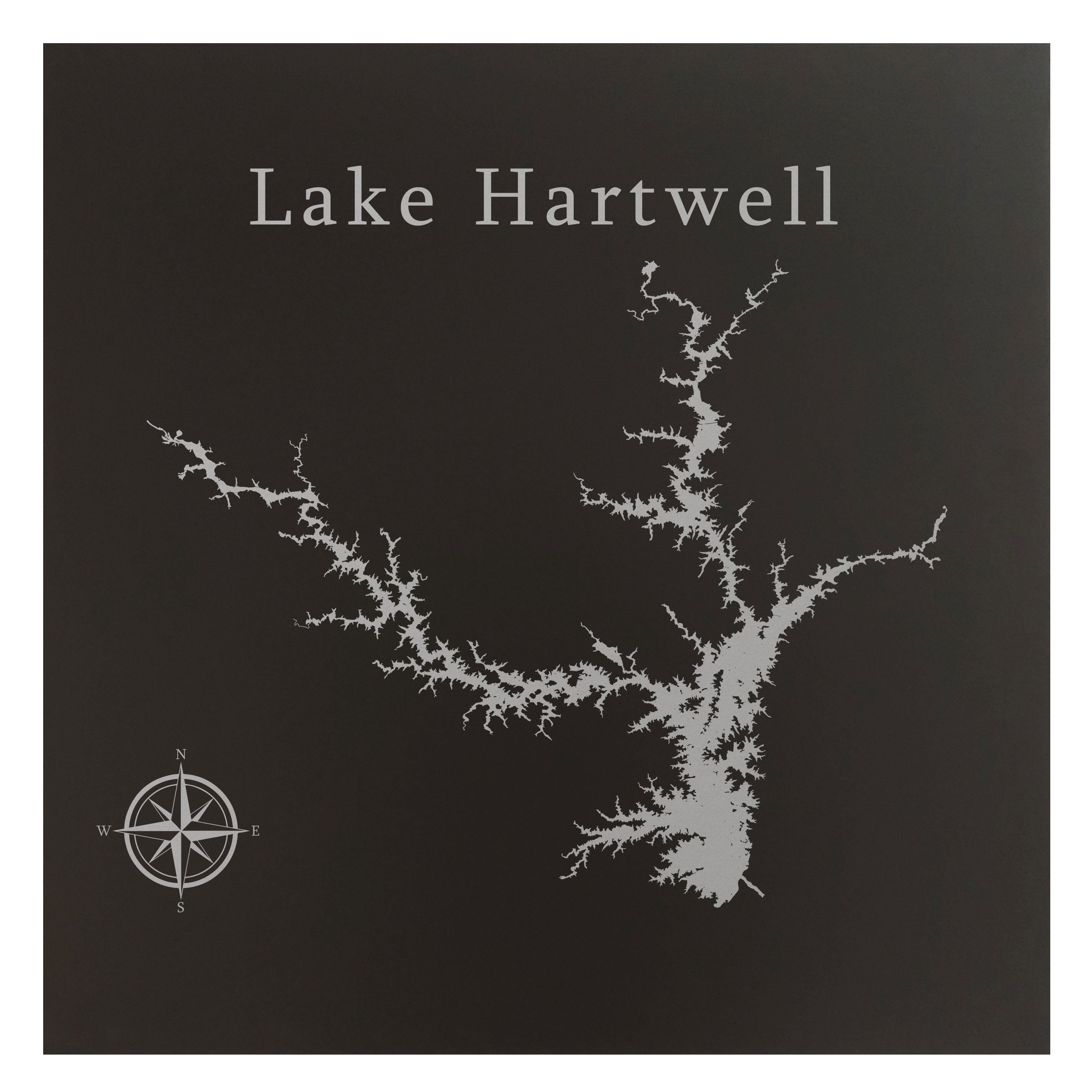 Lake Hartwell 12x12 Matte Black Aluminum Metal Lake Map Wall Art Georgia South Carolina Walmart Com Walmart Com