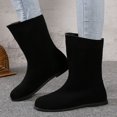 thumbnail image 2 of Bmisegm Bottes Courtes Rétro Noires à Talon Bas pour Femmes Nouvelles Bottes Simples Printemps et Automne Bout Rond Semelle Plate Bottes Élastiques Bottes Slim Chaussures Bottes pour Femmes Noires 8, 2 of 9