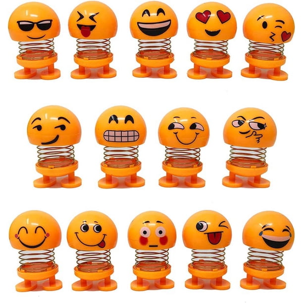14PCS Emoji Bobble Heads Dolls Funny Smiley Face Springs Juguetes de baile Figuras novedosas Muñecas de baile Adornos para tablero de automóvil, Favores de fiesta, Regalos, Decoraciones para el hogar,