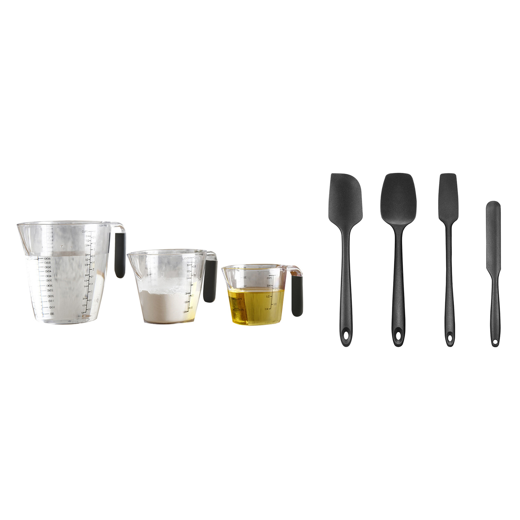 THEEN 3PCS Measuring Cup Set,250Ml/500Ml/1000Ml with Silicone Spatula