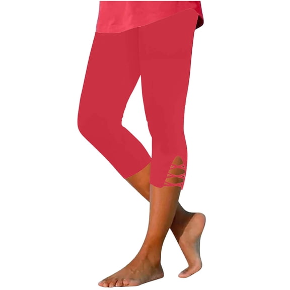 Wlynlyn Leggings for Women Capris High Waist Gym Yoga Cropped Pants Cutout Workout Cropped Pants