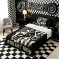 thumbnail image 3 of Meiyoeat Vintage Dirt Bike Pattern Twin Sheets 3pcs for Men, American Flag Print Bedding, Camo Black Beige, 3 of 6