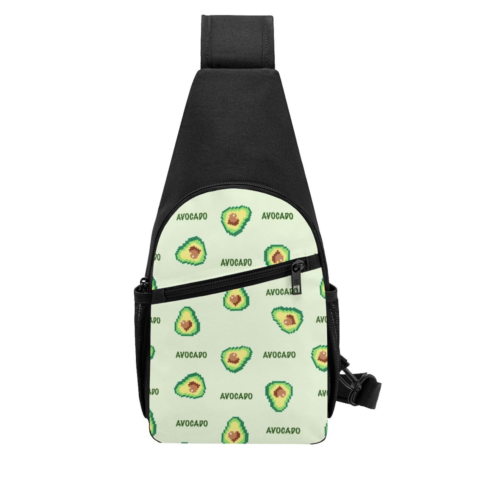 Xecao's Green Avocado Print Sling Bag: A Versatile Chest, Shoulder, and Crossbody Backpack for Casual Days Out, Perfect for Both Men and Women