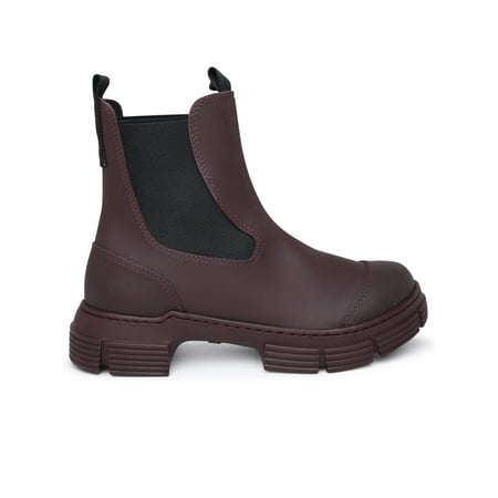 

Ganni Woman City Burgundy Rubber Ankle Boots