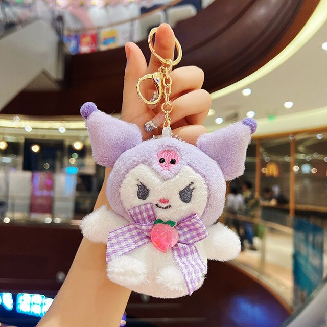 Sanrio-llavero con colgante de figura de peluche de Hello Kitty, accesorios de animales lindos, Kuromi My Melody Pom, Cinnamoroll Purin, 10cmYZL438-C Fivean Toy model