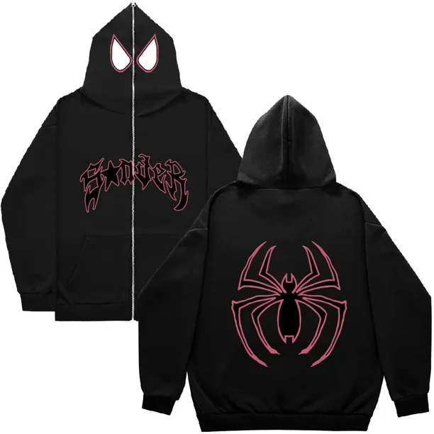 Spider Man Hip Hop Sudadera con capucha Spinnennetz Joker Camisa Jungen Mädchen gedruckt voller Reiß verschluss Punk Kleidung perder Paar Mantel lässig Stil Top