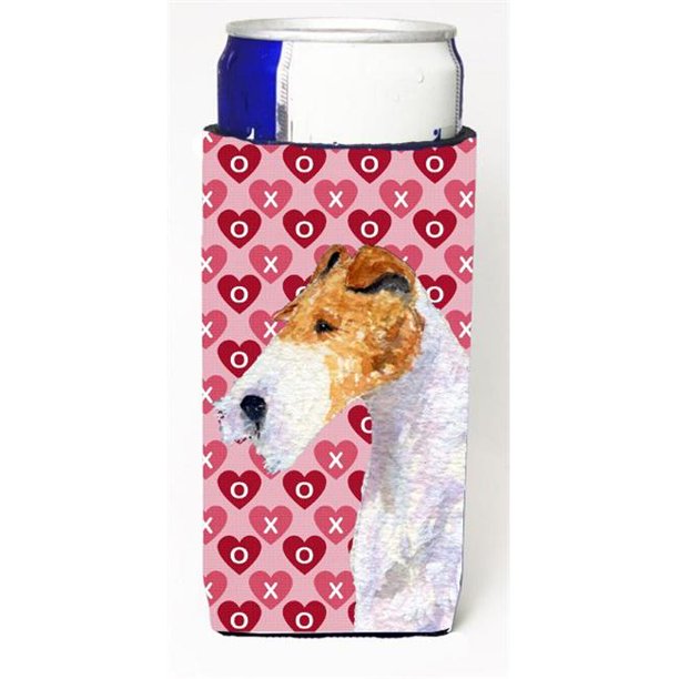 Fox Terrier Coeurs Amour et Valentines Jour Portrait Michelob Ultra Bouteille Manches pour les Boîtes Minces - 12 oz.
