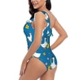 thumbnail image 4 of Easygdp Cartoon Goose Women's One Shoulder Ruffle Monokini Bathing Suits with Removable Chest Pad, Quick Drying - Large, 4 of 8