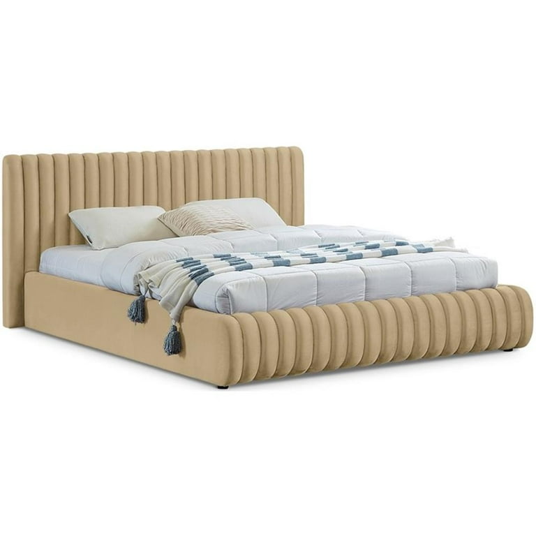 Meridian Furniture Nico Camel Velvet Full Bed - Walmart.com
