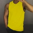 thumbnail image 2 of Gephdiin Tank Tops Men Workout Shirts for Men Men's Summer Solid Color Vest Vintage Wash Sleeveless T Shirt Vest Top Athletic Shirts & Tops Mens Compression Tank Top Polyester Z Yellow L, 2 of 3
