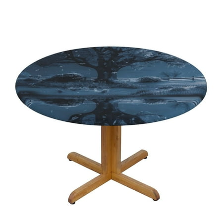

Decaying style Round Tablecloth Fitted Elastic Table Waterproof Table Cloth for Dinner Party Picnic Camping Round Table for Outdoor