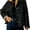 Black, variant on Women Oversize Trench Coat Plaid Lining Lapel Button Down Casual Crop Jacket Outwear with Pockets