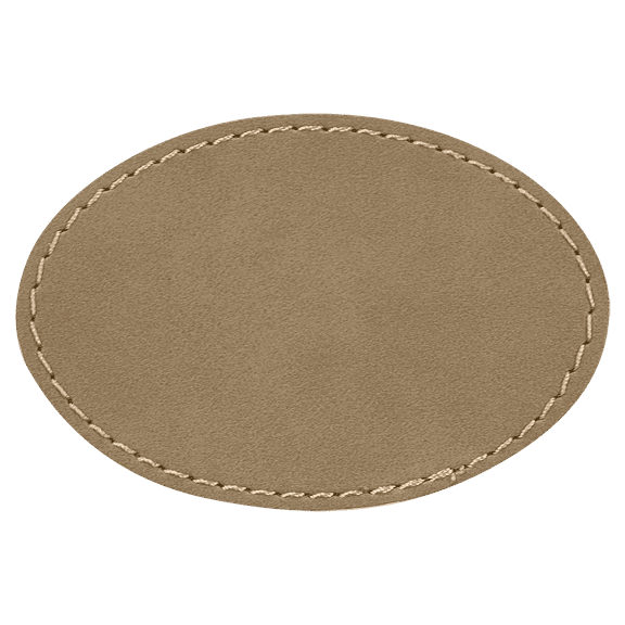 3"x 2" Oval LIGHT BROWN/BLACK Blank Laserable Leatherette Patch with Adhesive-Pack of 6 LIGHT BROWN/BLACK