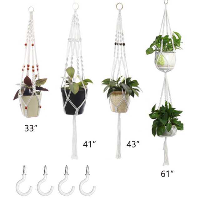Juego de 4 colgadores de plantas para colgar en la pared de interior, maceta decorativa con 4 ganchos para interior y exterior, decoración del hogar, caja de regalo Vhermosa
