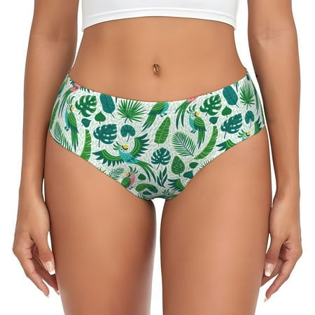 Womens Underwear - Funny Green Cartoon Cute Parrot No Show Seamless Underwear for Women  Soft Comfort Stretch Women s Panties  Hipster Ladies Panties Bikini Underwear Briefs