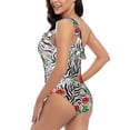 thumbnail image 6 of Balery Roses Mixed Zebra 1 One Shoulder Swimsuits for Women Ruffle Swimsuits Tummy Control One Shoulder Bathing Suits-Large, 6 of 8