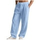 thumbnail image 2 of Pantalones largos para hombre, de ocio, con bolsillo, cordón, tubo recto, sueltos, fáciles de doblar, de moda, de poliéster, 2 of 8