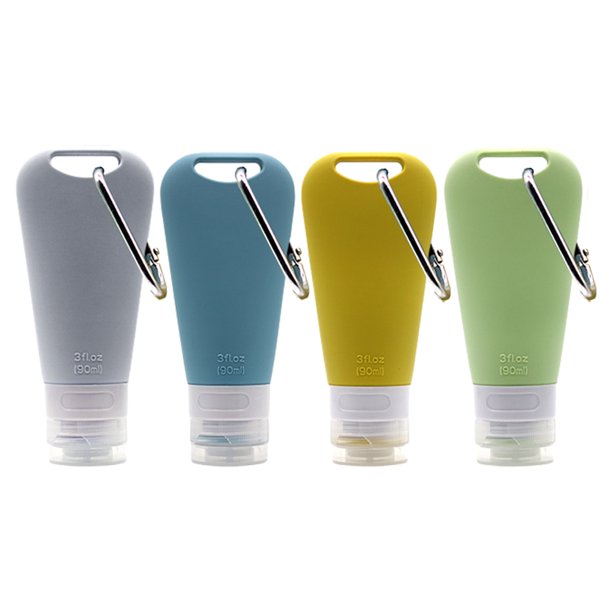 Juego de botellas de viaje de silicona de 90 ml, tubos portátiles exprimibles a prueba de fugas, recipientes para artículos de tocador de tamaño de viaje, juegos de tubos de viaje, recipientes