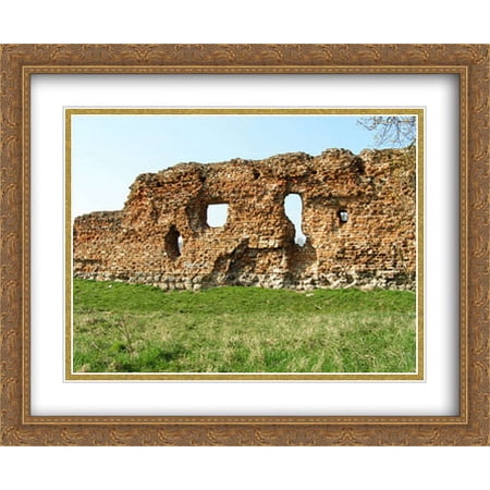 Ruins of the Castle in Szubin 2x Matted 34x28 Large Gold Ornate Framed Art Print by The Cityscape Art Print Series