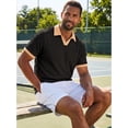 thumbnail image 4 of RICHCOIN Polo Shirts for Men V Neck Short Sleeve Golf Shirts Casual Textured Knit Old Money Tops, 4 of 7