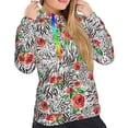 thumbnail image 5 of Yiaed Roses Mixed Zebra 1 Print Womens Casual Hoodies Crew Neck Long Sleeve Sweatshirts With Pocket Pullover Tops Women's Hooded Sweatshirt-Large, 5 of 5