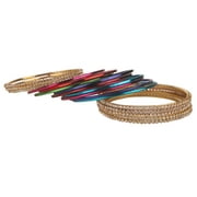 Efulgenz Fashion Jewelry Indian Bollywood Multicolor Simple Plain Crystal Bracelet Bangle Set