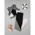 thumbnail image 5 of MSemis Kids Girls Two Piece Yoga Sports Suit Crop Top with Athletic Leggings Grey 12, 5 of 7