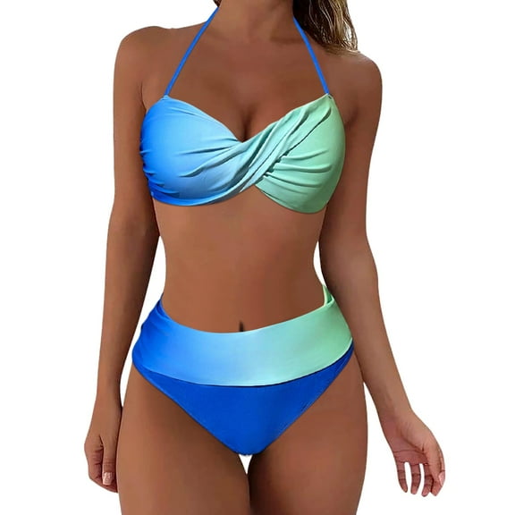 Sngxgn Women's Swimsuit High Cut Bathing Suit Ribbed Tummy Control Swimwear(Sky Blue,XXL)