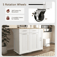 thumbnail image 5 of DTTRA 46" Kitchen Island with Drop Leaf and 3-Tier Pull Out Cabinet Organizer, Wood Rolling Kitchen Cart on Wheels with Internal Storage Racks, Towel Rack, 2 Drawers, for Kitchen and Dining Room, 5 of 11