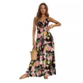 thumbnail image 5 of Women's Summer Deep V Sexy Spaghetti Strap Sleeveless Printed Ruffle Backless Dress, 5 of 5