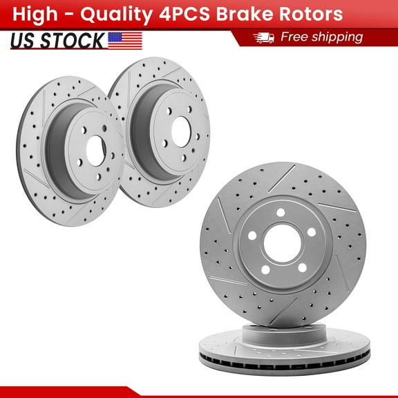 ACB ZONE Front Rear Brake Rotors Set for 2017-2019 Ford Escape, Drilled & Slotted Disc Rotors Kit (980601LR, 681013LR)