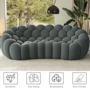 99 Bubble Couch Modern, Oversized Curved Couches, Lazy Floor Sofa, Dark Gray Bubble Couch,Modern Upholstered Comfy Mesh Fabric 3D Honeycomb Shape Couches for Living Room,Office,Apartment,3-Seater